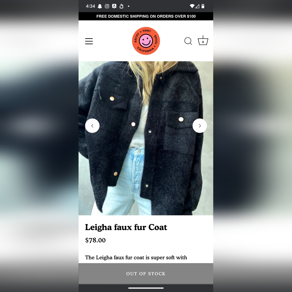 Ascot + Hart Leigh faux fur jacket